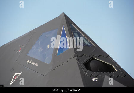 Windschutzscheibe von einem USAF Lockheed Martin F-117A Nighthawk Stockfoto