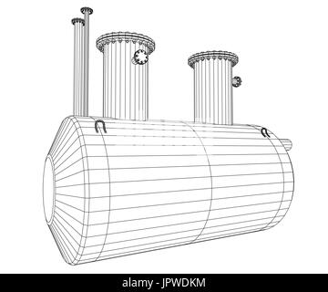 Industrielle Ausrüstung Kapazität. Drahtrahmen. EPS10 Format. Vector Rendering von 3d Stock Vektor