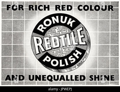 1950er Jahre alten Vintage original retro Werbung Werbung Ronuk redtile Polnisch in Magazin ca. 1950 Stockfoto