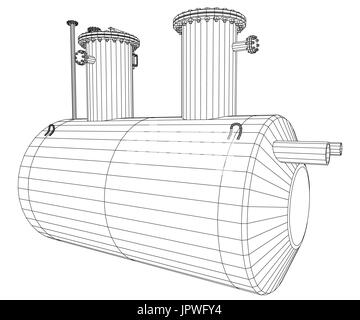 Industrielle Ausrüstung Kapazität. Drahtrahmen. EPS10 Format. Vector Rendering von 3d Stock Vektor