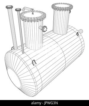 Industrielle Ausrüstung Kapazität. Drahtrahmen. EPS10 Format. Vector Rendering von 3d Stock Vektor