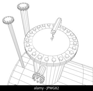 Industrielle Ausrüstung Kapazität. Drahtrahmen. EPS10 Format. Vector Rendering von 3d Stock Vektor