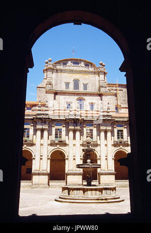 Kreuzgang das Kloster San Martin Pinario. Santiago de Compostela, La Coruña Provinz Galizien, Spanien. Stockfoto