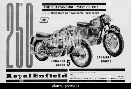 Royal Enfield 250 Super und Sport Motorrad Magazin Anzeige März 1962 Stockfoto