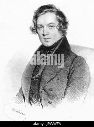 ROBERT SCHUMANN (1810-1856) deutschen romantischen Komponisten in einem Kupferstich von 1839 von Josef Kriehuber Stockfoto