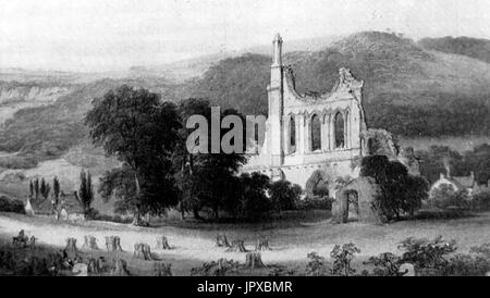 Byland Savigniac & Zisterzienserabtei, North Yorkshire, UK im Jahr 1806 Stockfoto