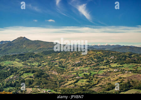 Typische Landschaft der Produktionsflächen Parmigiano-Reggiano Käse (Parmesan). Provinz Reggio Emilia, Emilia Romagna, Italien Stockfoto