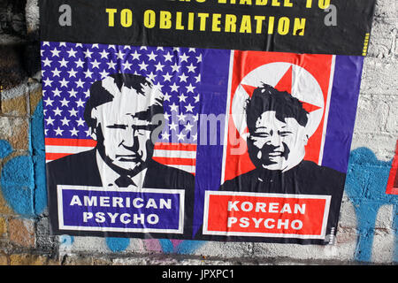 Graffiti mit Donald Trump und Kim Jong-un in Shoreditch, East London Stockfoto