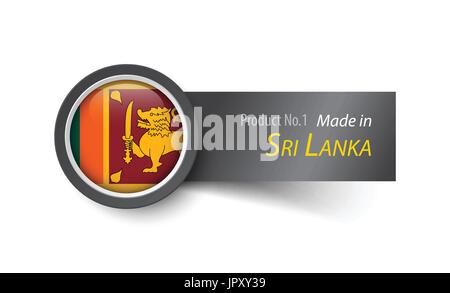 Flaggen-Symbol und Beschriftung mit Text in Sri Lanka hergestellt. Stock Vektor