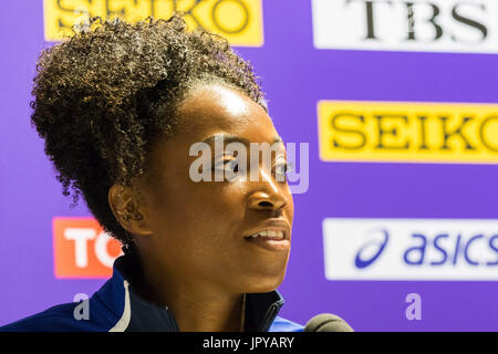 London, UK. 3. August 2017. London, 3. August 2017. Tianna Bartoletta, 2016 Olympic und 2015 Weitsprung-Weltmeister im Team USA Pressekonferenz vor der IAAF Weltmeisterschaften London 2017 im London Stadium. Bildnachweis: Paul Davey/Alamy Live-Nachrichten Stockfoto