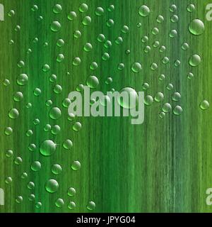 Wassertropfen auf frischen grünen Rasen, realistische Vektor-Illustration. Vektor-Hintergrund. Stock Vektor