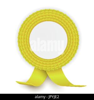 Bunte gelbe Rosette mit leeren Pappteller. Platz für Text. EPS10 Vektor-Design. Stock Vektor