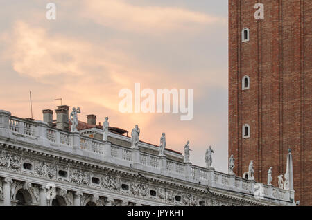 Detail vom Piazza San Marko in Venedig, goldene Stunde, Abend, Italien Stockfoto