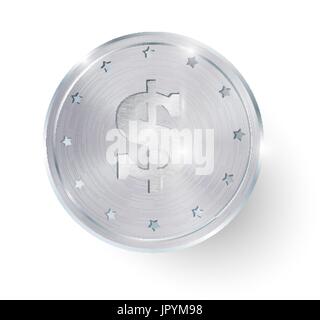 Vektor-Illustration eine Silbermünze auf weißem Hintergrund. EPS10 Stock Vektor
