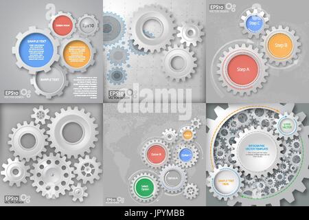 Großen Vektor-Set. Zahnrad-Verhältnis für Business-Konzepte. Einsetzbar für Info-Grafik, Werbung, Druck, Website, modernes Template, Bildung templ Stock Vektor
