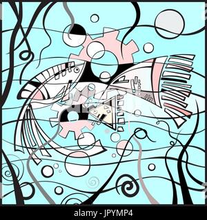Fische. Handgezeichnete Leben im Meer unter Wasser-Vektor-Illustration. Stock Vektor