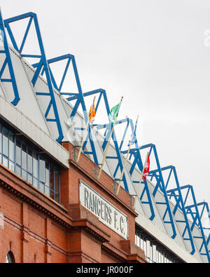 Die Bill Struth Main Ibrox Stadium, Heimat der Glasgow Rangers Football Club in Schottland. Der Ständer ist eine Kategorie B Gebäude aufgeführt. Stockfoto