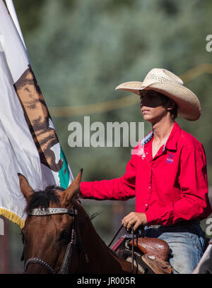 Rodeo-Aktion bei Scott Tal Vergnügen Park Rodeo in Etna, Kalifornien. Stockfoto