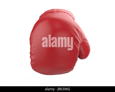 Stanzen rote Boxhandschuh auf weißem Hintergrund Stockfoto