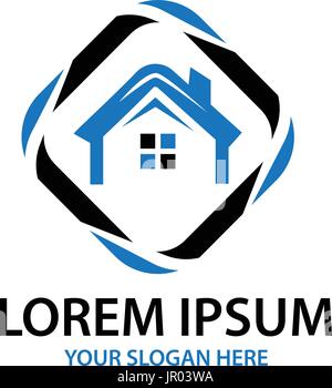 moderne home-Logo mit Raute, Logo-Design, isoliert auf weißem Hintergrund. Stock Vektor