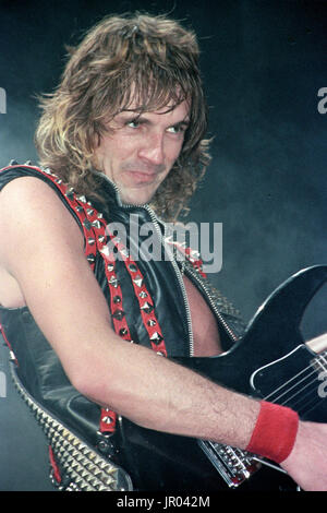 Gitarrist Glenn Tipton von Judas Priest führt auf Nassau Coliseum am 21. März 1984 in Nassau N.y. Bildnachweis: mpi04/MediaPunch Stockfoto