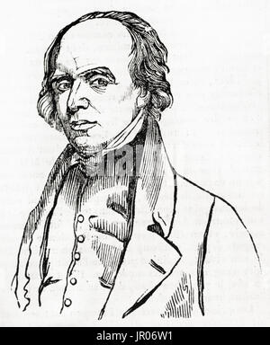 Alten gravierte Portrait von John Flaxman (1755 – 1826), britischer Bildhauer und Zeichner. Von unbekannter Autor veröffentlicht am Magasin Pittoresque, Paris Stockfoto