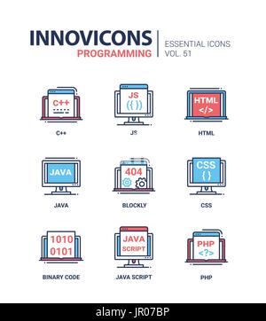 Programmierung - moderne Vektor Linie Icons Set. Stock Vektor