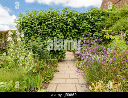 Laden natürliche grüne gewölbte Eingang in Sissinghurst Castle Garden, Kent, England, Vereinigtes Königreich. Stockfoto