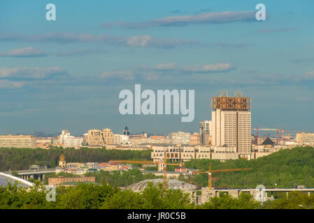 Die Aussicht vom Sperlingsbergen an der russischen Akademie der Wissenschaften. Moskau Stockfoto