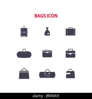 Satz von einfachen Vektor-Icons-Taschen Stock Vektor