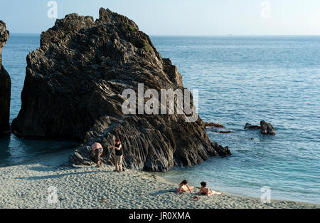 Spiaggia di Fegina Strand, monterossa Al Mare, Cinque Tera, Italien Stockfoto