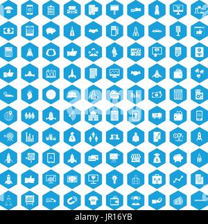 100 Start-Icons set blau Stock Vektor