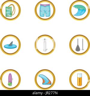 Surf-Symbole-Set, Cartoon-Stil Stock Vektor