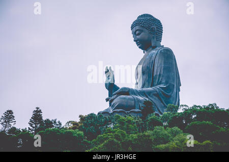 Riesenbuddha in Hongkong Lantau Island. Stockfoto