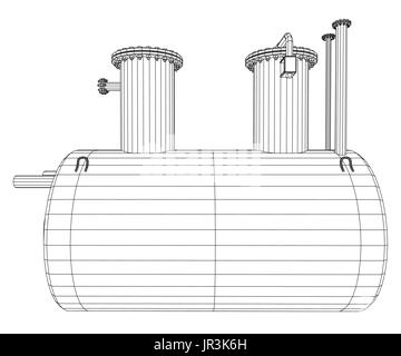 Industrielle Ausrüstung Kapazität. Drahtrahmen. EPS10 Format. Vector Rendering von 3d Stock Vektor