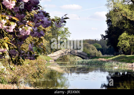 Chinesische Brücke an Wrest Park Stockfoto