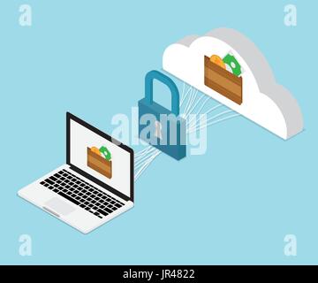 e-Wallet, Cloud-computing Security Konzept isometrische Vektor-illustration Stock Vektor