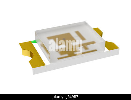 Realistische 3D-Render Smd led Diode auf weißem Hintergrund mit Beschneidungspfad Stockfoto