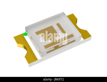 Realistische 3D-Render Smd led Diode auf weißem Hintergrund mit Beschneidungspfad Stockfoto