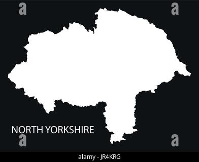 North Yorkshire England UK Karte schwarze Silhouette invertierte Darstellung Stock Vektor