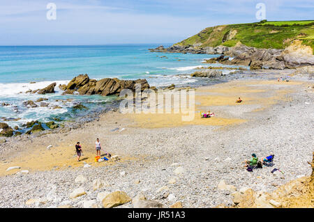 De Strand, Küste von Cornwall - Dollar Cove Beach UK, Gunwalloe, Lizard Halbinsel, Cornwall, im Sommer Stockfoto