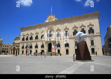 Die Auberge de Castille, Heim und Büro des Ministerpräsidenten, auf Castille in Valletta, Malta Stockfoto