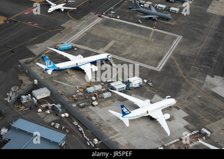 Boeing 787 Dreamliner Flugzeuge unter Konstruktion, Boeing Field, Washington State, USA Stockfoto