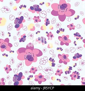 Trendige Blume Sakura Hintergrund nahtlose Muster Stock Vektor