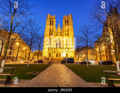 Kathedrale von St. Michael Roman Catholic Church auf dem Treurenberg Hügel in Brüssel, Belgien. Stockfoto