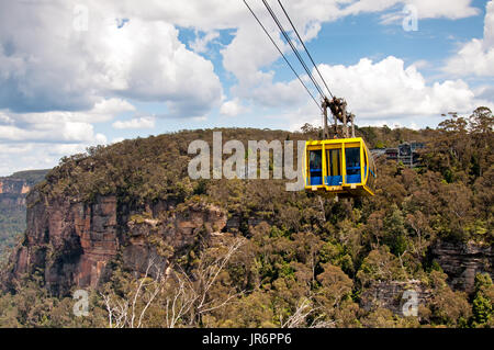 Sky-Rail Seilbahn am Blue Mountains, eine der Aktivitäten im Weltnaturerbe zählenden Blue Mountains of Australia. Stockfoto