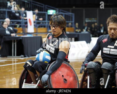 4. August 2017, Sydney Olympic Park, Australien. 2017 GIO Rollstuhl Rugby Meisterschaft und Gio 2018 IWRF Rollstuhl Rugby World Championship offiziellen Testevent - Queensland Vs Japan Stockfoto