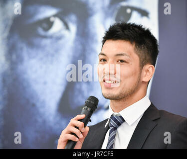 Tokio, Japan. 3. August 2017. Ryota Murata Boxen: Ryota Murata Japan besucht eine Pressekonferenz um seinen WBA-Titel im Mittelgewicht Rückkampf gegen Hassan N'Dam N'Jikam von Frankreich, die am 22. Oktober in Ryogoku Kokugikan am 3. August 2017 im Hotel Grand Palace in Tokio stattfinden wird, bekannt zu geben. Bildnachweis: Hiroaki Yamaguchi/AFLO/Alamy Live-Nachrichten Stockfoto