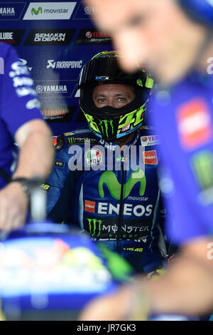 Brno, Tschechische Republik. 4. August 2017. VALENTINO ROSSI Italien vor dem Grand Prix der Tschechischen Republik, Teil der Road Racing World Championship in Brünn, 4. August 2017. Bildnachweis: Vaclav Salek/CTK Foto/Alamy Live-Nachrichten Stockfoto