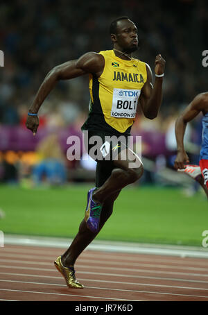 Usain Bolt 100 m Iaaf World Athletics London 2017 London Stam, Queen Elizabeth Olympic Park, London, Englan 5. August 2016 Iaaf World Athletics London 2017 Credit: Allstar Bild Bibliothek/Alamy Live-Nachrichten Stockfoto